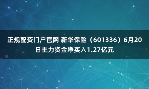 正规配资门户官网 新华保险（601336）6月20日主力资金净买入1.27亿元